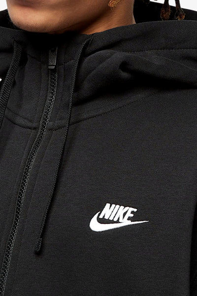 nike sportswear Felpa Full Zip Con Cappuccio Club Nero Uomo, foto 4
