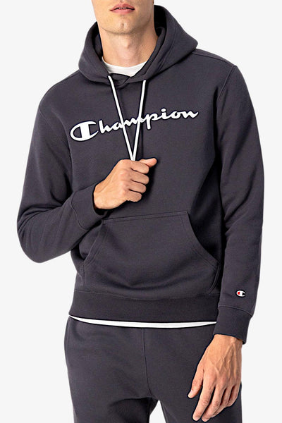 champion Felpa Con Cappuccio Big Logo Grigio Uomo