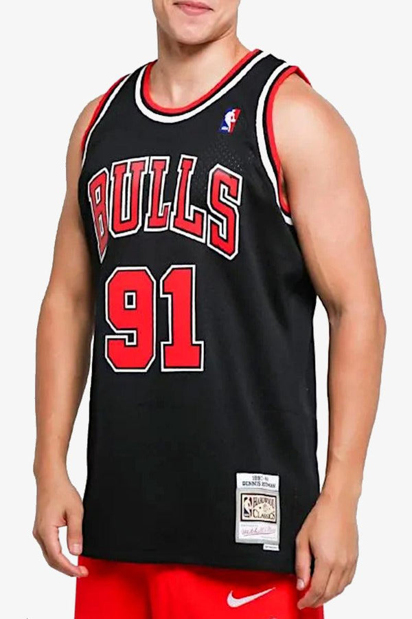 mitchell&ness Canotta Swingman NBA Chicago Bulls Dennis Rodman Nero Uomo, foto 1