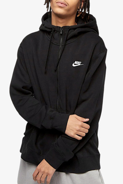 nike sportswear Felpa Full Zip Con Cappuccio Club Nero Uomo
