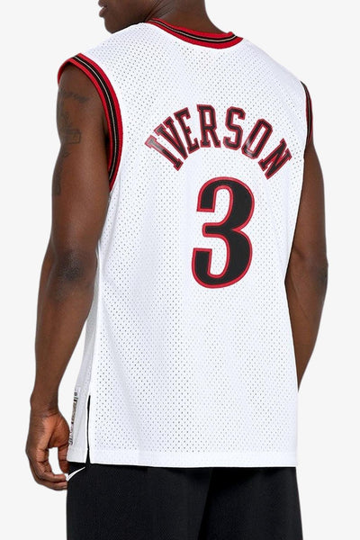 mitchell&ness Canotta Swingman Nba Philadelphia 76ers 2000-01 Allen Iverson Bianco Uomo, foto 3