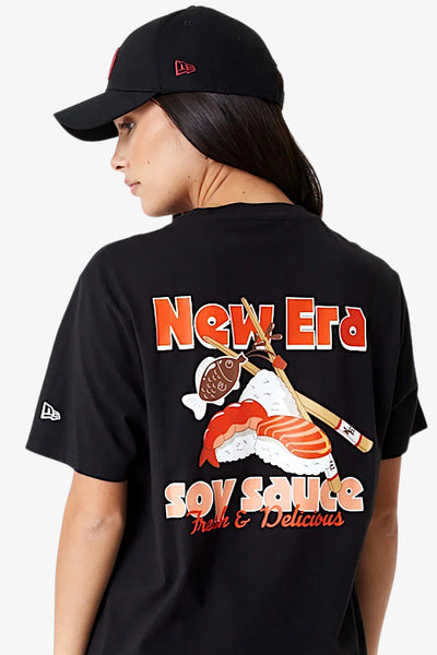 new era T-Shirt Maniche Corte Food Sushi Nero Unisex, foto 2