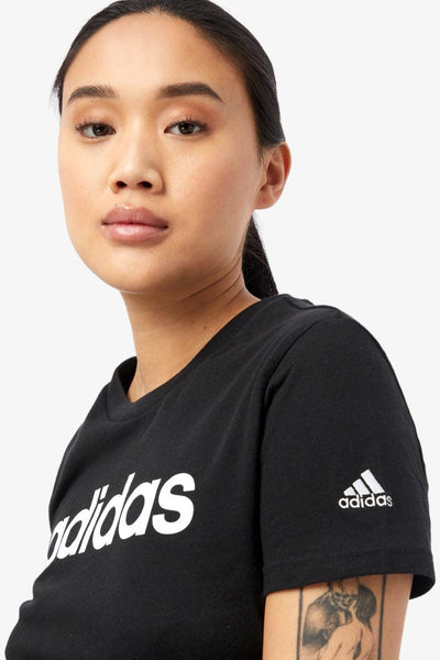 adidas performance T-Shirt Maniche Corte Essentials Slim Logo Nero Donna, foto 3