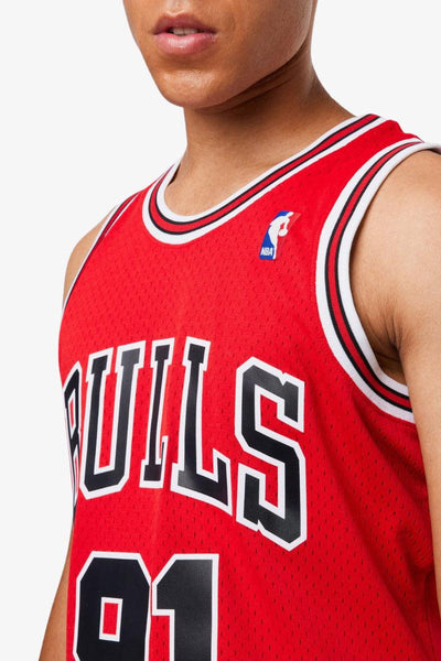 mitchell&ness Canotta Swingman NBA Chicago Bulls 1997-98 Dennis Rodman Rosso Uomo, foto 4