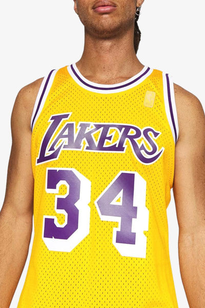 mitchell&ness Canotta Swingman NBA Lakers Shaquille O'Neal 1996 Giallo Uomo, foto 3